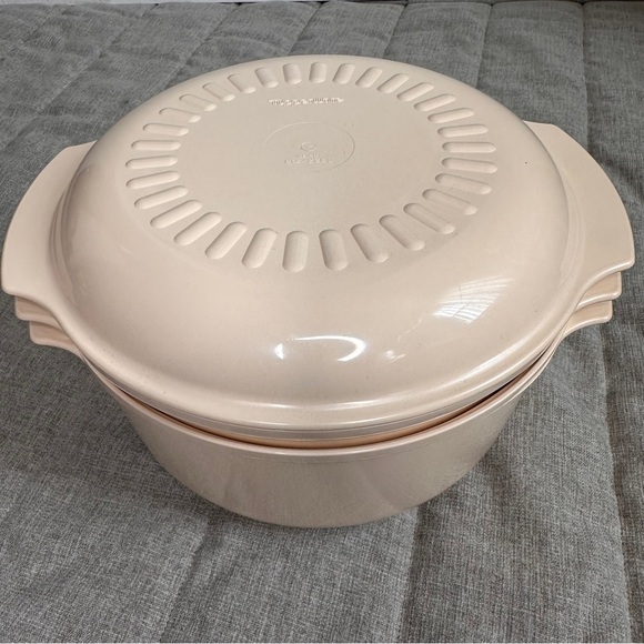 Vintage Tupperware Microwave Cooker Steamer System almond 4 pieces set Lid Cone - Picture 12 of 12